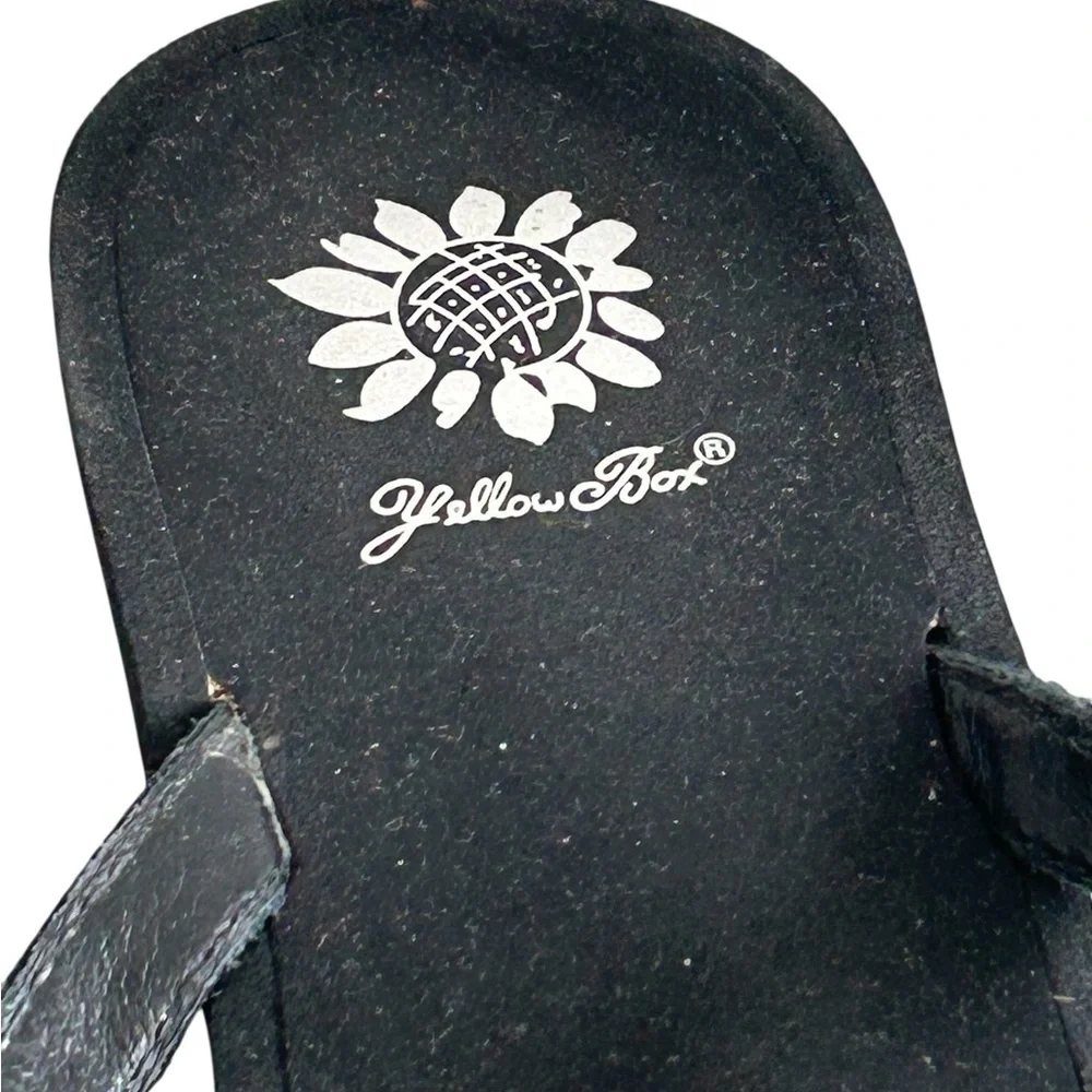 Yellow Box Black Sandals with Rhinestone Embellishments - Picture 4 of 12